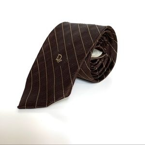 Christian Dior Brown Striped Tie